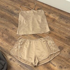 Chic Tan Floral Sleepwear Set